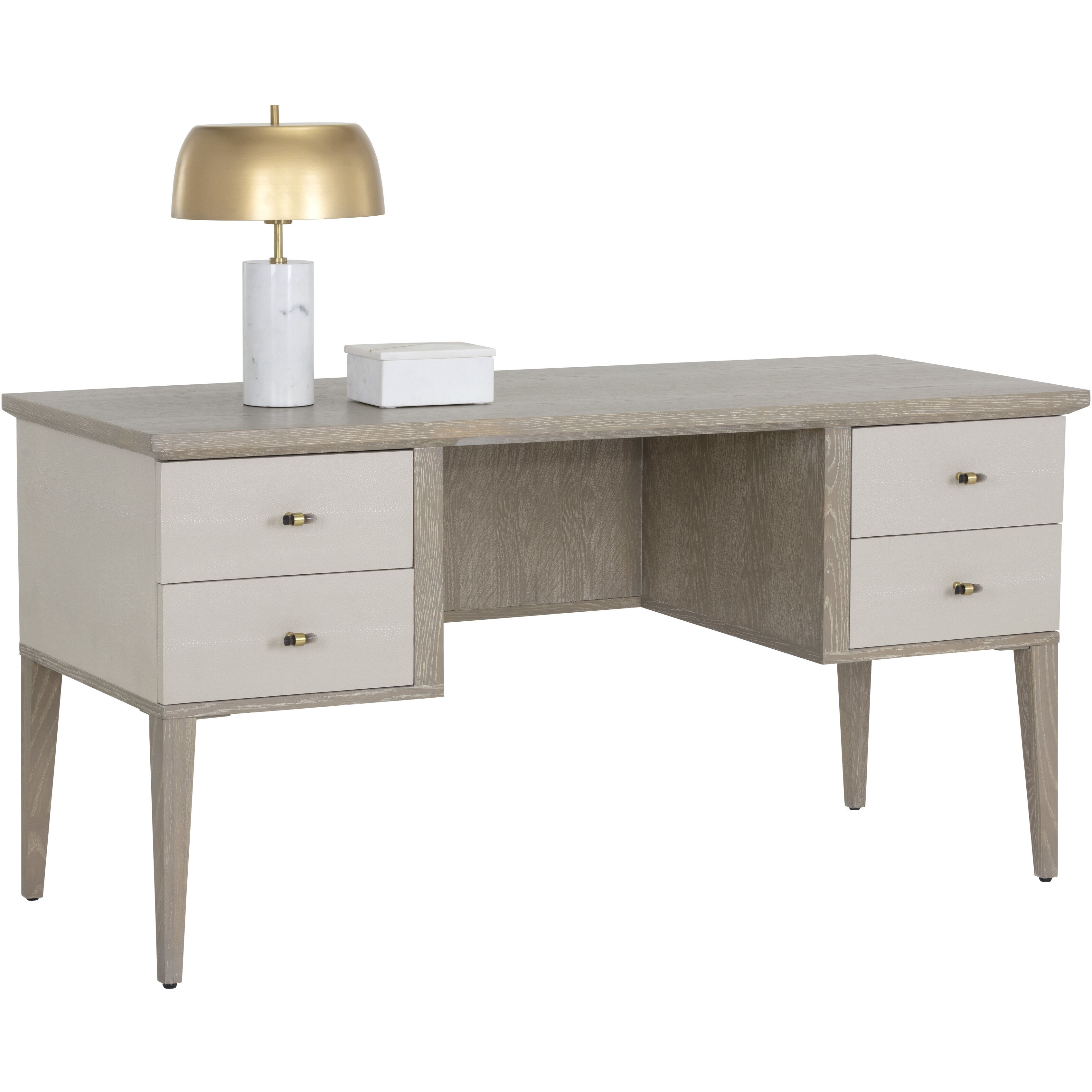 Pattinson 60 X 24 inch White Ceruse / Oyster Shagreen Desk